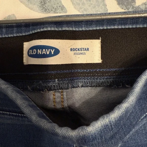 Old Navy Blue Skinny Jeans with High-Waisted Fit 10 Long - Picture 3 of 4